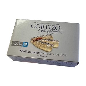 Sardinas de Rianxo picantes en aceite de oliva Alta Selección Cortizo RR-120